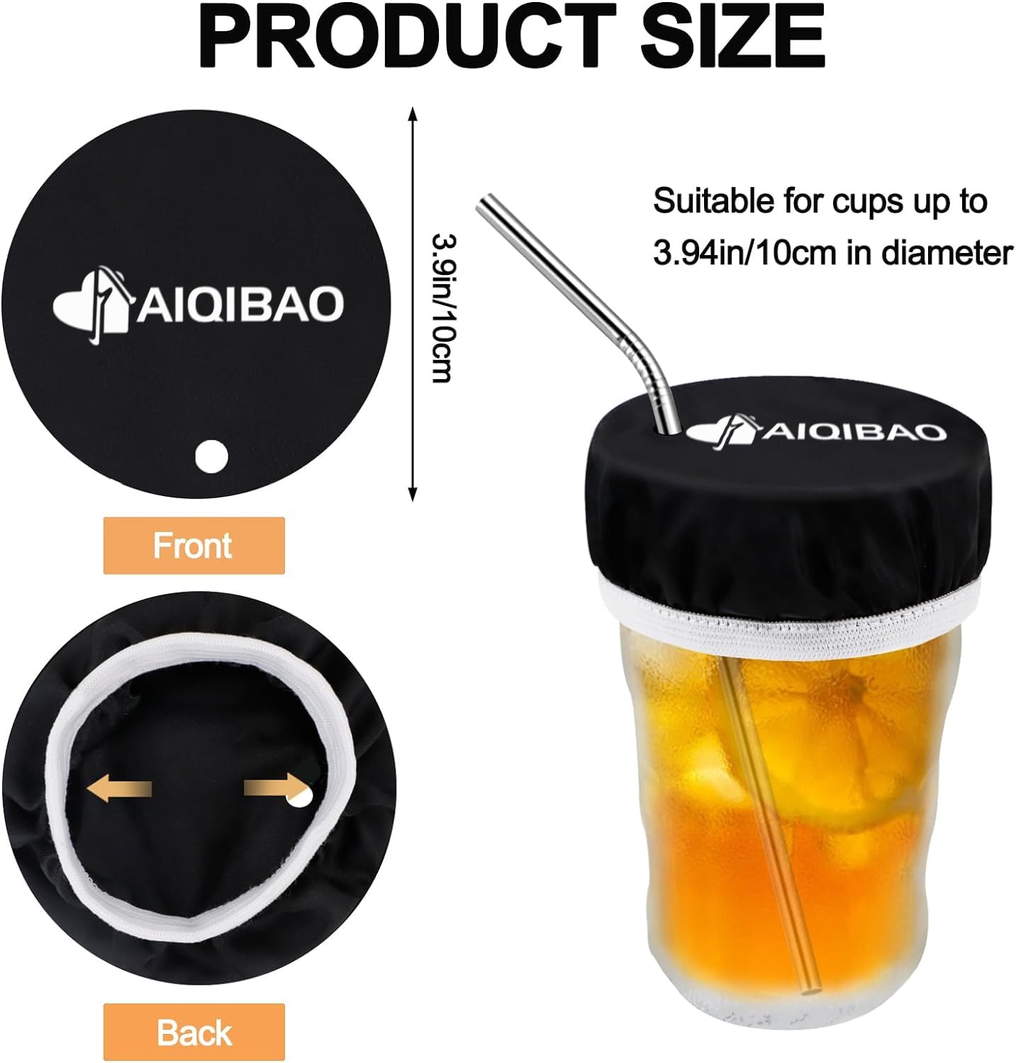 Drink Covers for Alcohol Protection,Reusable & Washable Drink Cover with Straw Hole, Drink Protector for Women Men,Black Cup Covers Packing with Key Ring