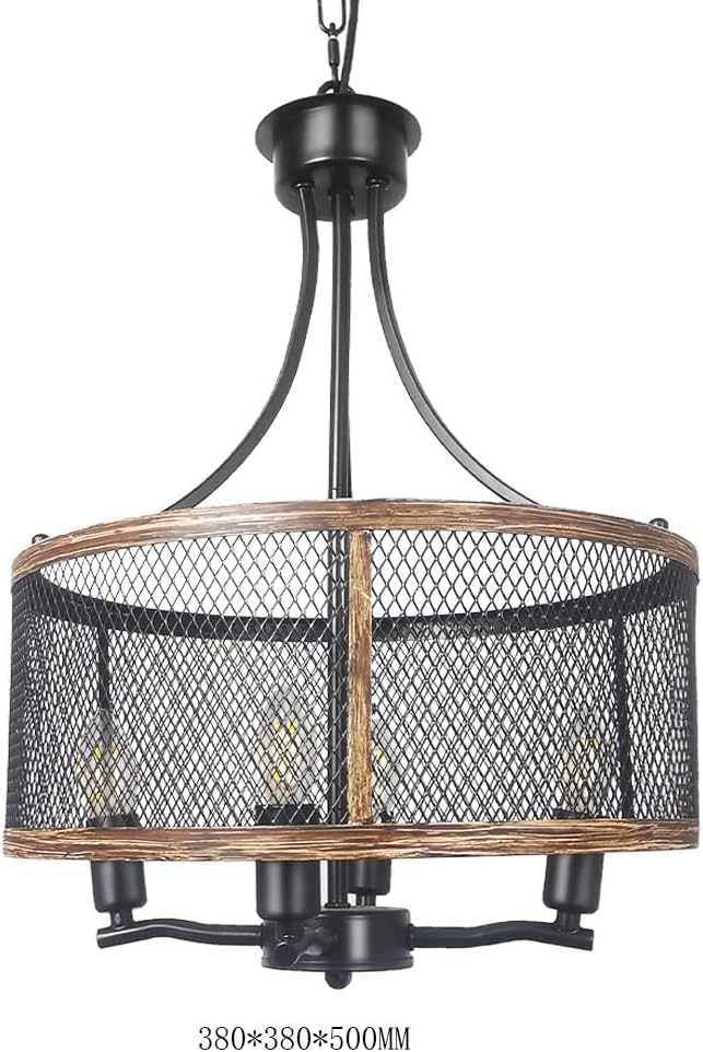 Pendant light American 4 light rustique avec détails grain de bois naturel