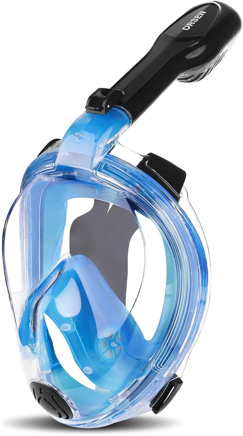 Orsen Full Face Snorkel Mask, Snorkeling Gear for Adults with CO₂ Quick Discharge System, Anti-Fog Snorkel Mask, 180° Panoramic View, Snorkel Set for Adults & Kids with Detachable Camera Mount : Sports & Outdoors