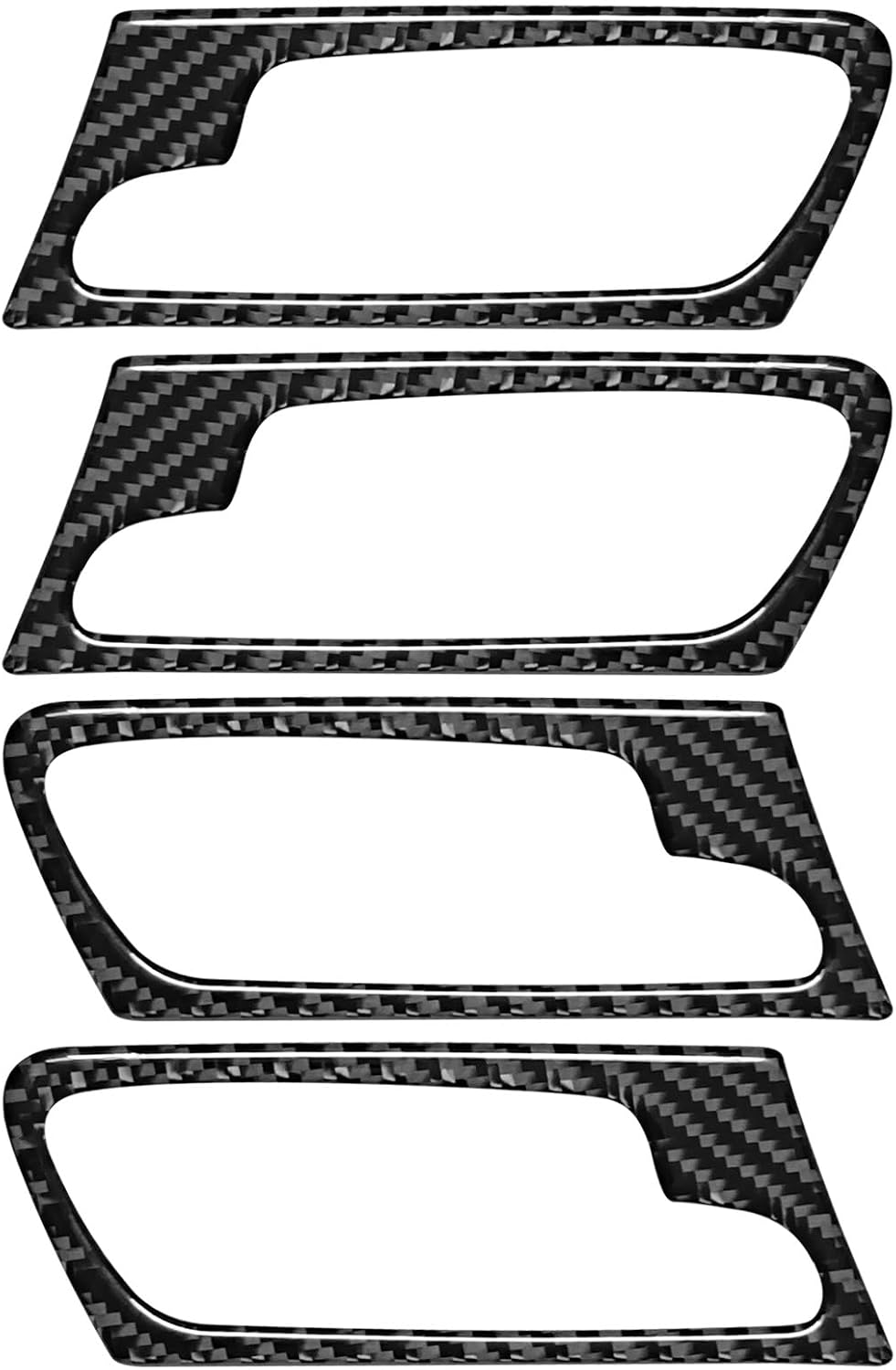 Compatible with Carbon Fiber Interior Door Handle Frame Interior Decoration Sticker for BMW X5 E70 X6 E71 2008 2009 2010 2011 2012 2013 (4PCS Black)
