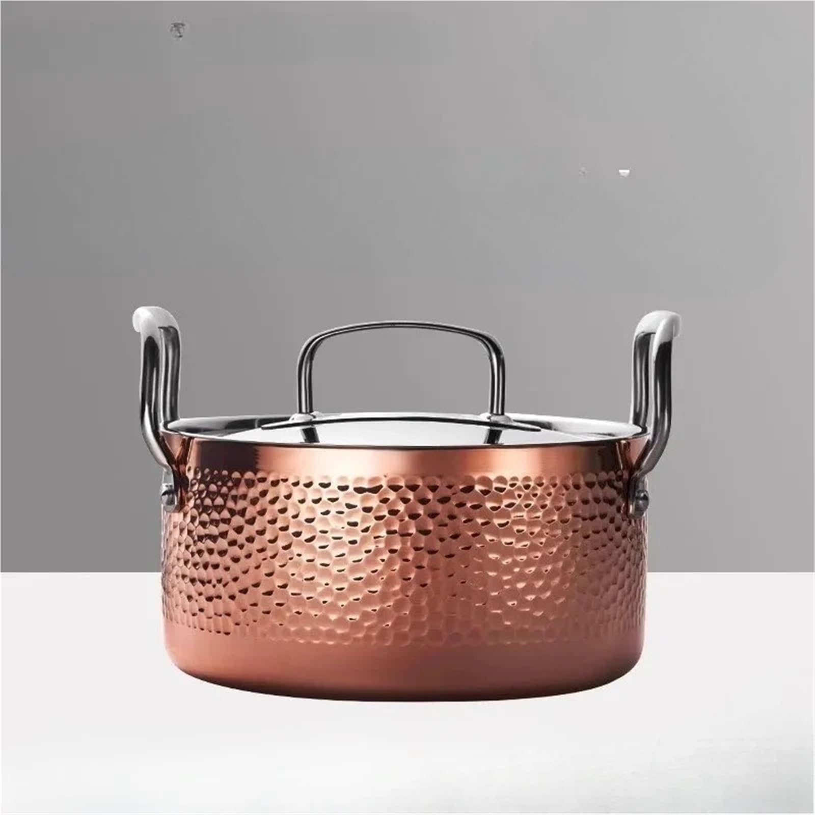 Hammered Kupfertopf Manuelle Hammer Druck Topf 3-schicht Stahl Klar Suppe Kommerziellen Reinem Kupfer Eintopf Küche Kochgeschirr Hot Pots(18cm 2L)