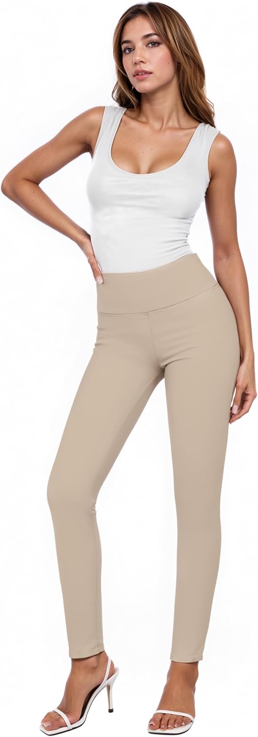 Hybrid & Company Women Stretch Skinny Dress Pants Nylon Ponte Pull On Office Leggings Trousers