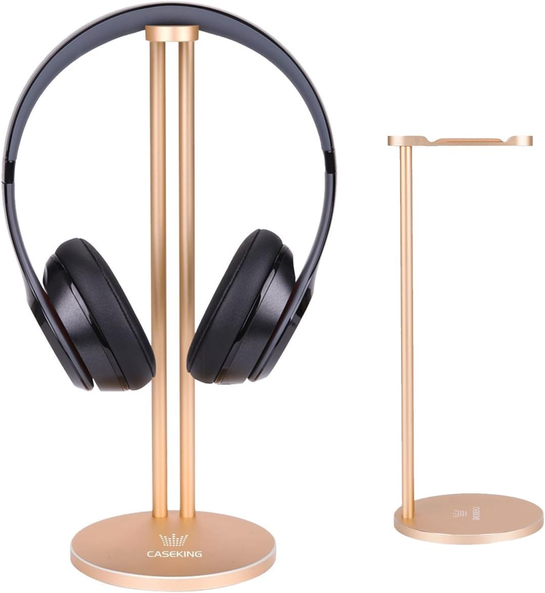 Headphone Stand , Casetop Aluminum Headphone Stand , headphone bracket for Bose, Beats, Sony, Sennheiser, Philips, Skull Candy, Plantronics, JVC, Gaming, and DJ etc.. Universal compatibility with all headphones(Gold)