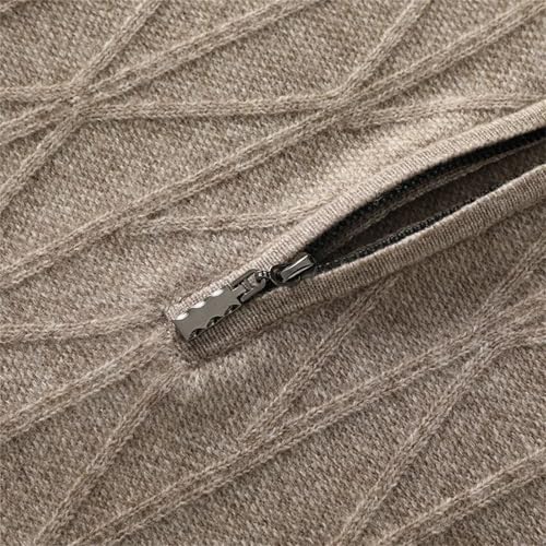 Men's Solid Wool Pullover Zippered Mock Neck Twisted Casual Warm Knitted Sweater Tops4