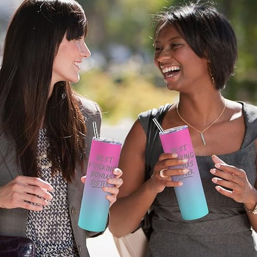 Miniatura 19 de Regalos de cumpleaños para hermanas, regalos para la mejor hermana del hermano, vaso delgado de 20 onzas, regalo para cuñada, hermanastra, regalos