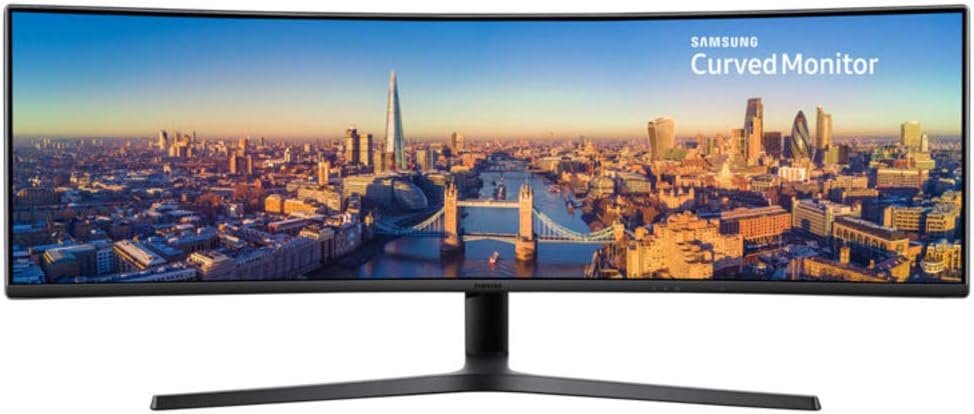 Samsung LC49J890DKUXEN 49" Curved Ultra Wide LED Monitor - Super UltraWide 3840 x 1080, 144Hz, HDMI, Displayport, USB-C, Speakers, Charcoal Black