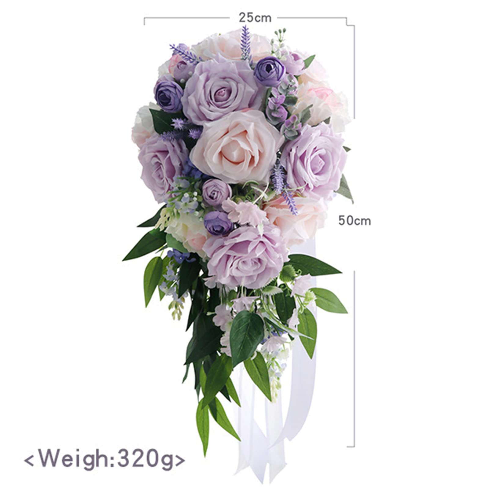 Braut Hält Blumen, Künstliche Blumen, Wohndeko, Künstliche Lila Rose, Romantischer Hochzeitsstrauß, Handgemachte Hochzeitsblumen Für Die Braut, Brautstrauß Mit Wasserfall-Motiv Für Die Hochzeit