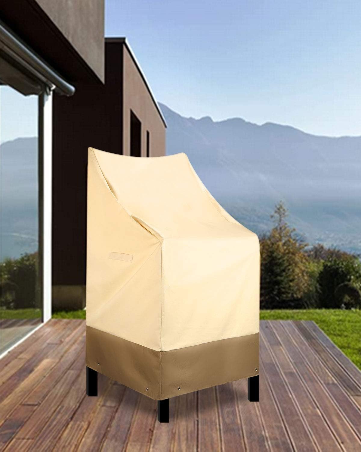 RosieLily High Back Patio Chair Covers Waterproof Heavy Duty Stackable Outdoor Bar Stool Cover Patio Furniture Covers Outside Lounge Deep Seat Covers, High Back-4 Pack Beige