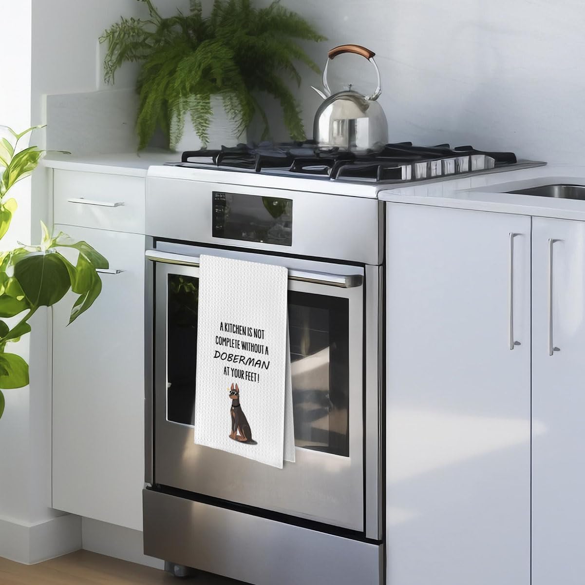 Funny Doberman Dish Towels - Decorative Waffle Weave Kitchen Hand Towels, Doberman Gifts Tea Towel (1624 Inches) - Image 2