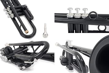 PInstrument pTrumpet hyTech - Metal/Polymer Trumpet - Mouthpiece - Padded Carrying Bag - Bb Authentic Sound for Student & Beginner - ABS Construction - Black