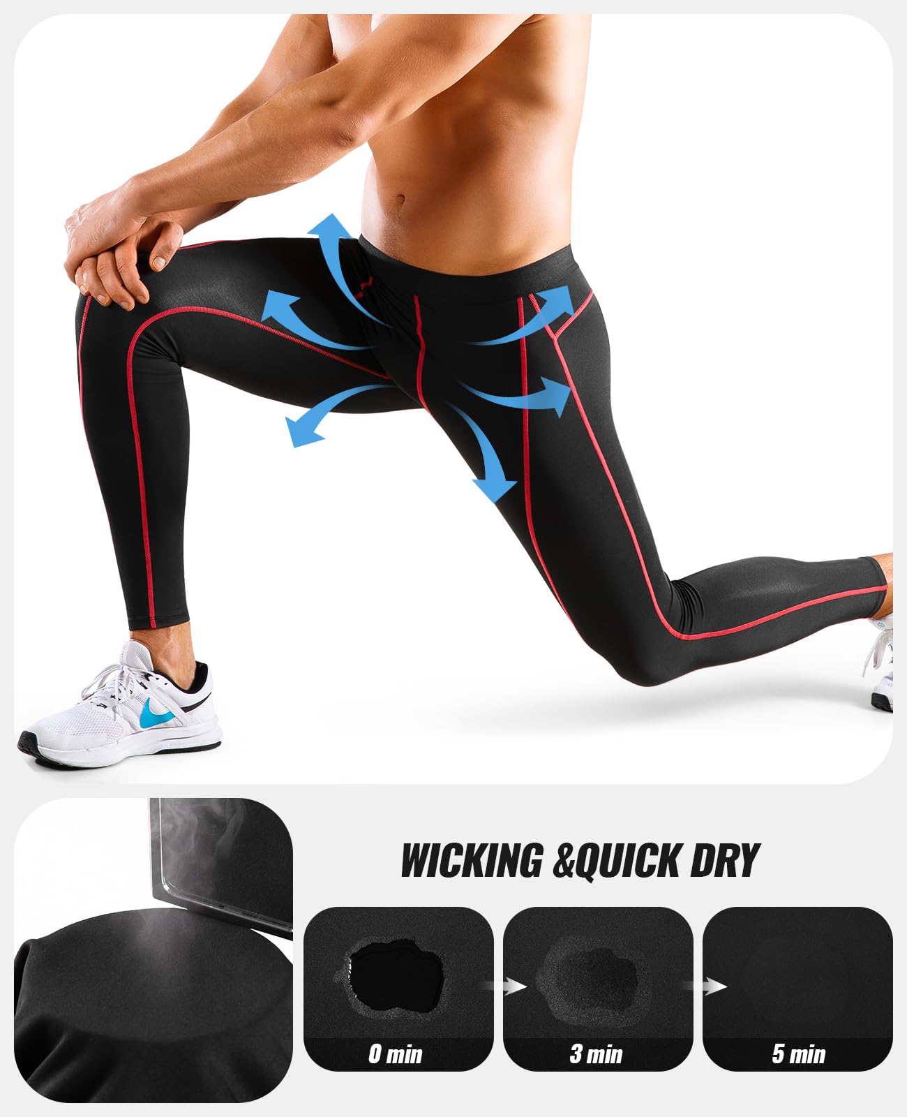 Niksa 2 Piezas Mallas Hombre Gym Leggings Deporte Pantalón Largo de Compresión Ropa Running Hombres