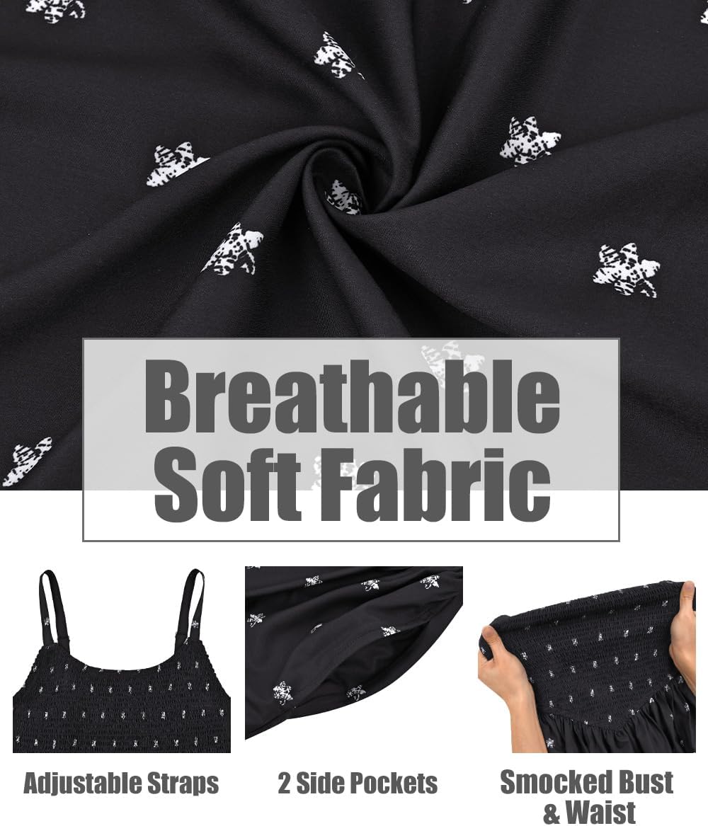 RITERA Plus Size Dresses for Women Square Neck Spaghetti Strap Summer Maxi Dress Sleeveless Smocked Floral Boho Beach Dress - Image 2