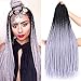 24" Crochet Senegalese Twist Braids Hair Small Senegalese Twists Crochet Hair Micro Long Havana Mambo Twist Crochet Braids For Black Women 30 Strands/Pack (6 Packs/Lot,Black/Silver Gray)