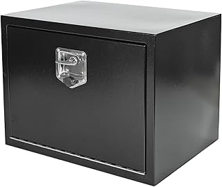 confote 24 Inch Black Steel Tool Box Pick Up Truck Bed Underbody Storage Organizer with T-Handle Latch and Keys 24x18x18''