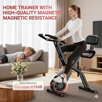 Home Exercise Bike Fitness Bike Silent with Adjustable Resistance Handlebar and Seat LCD Display Breathable Seats for Cardio Training