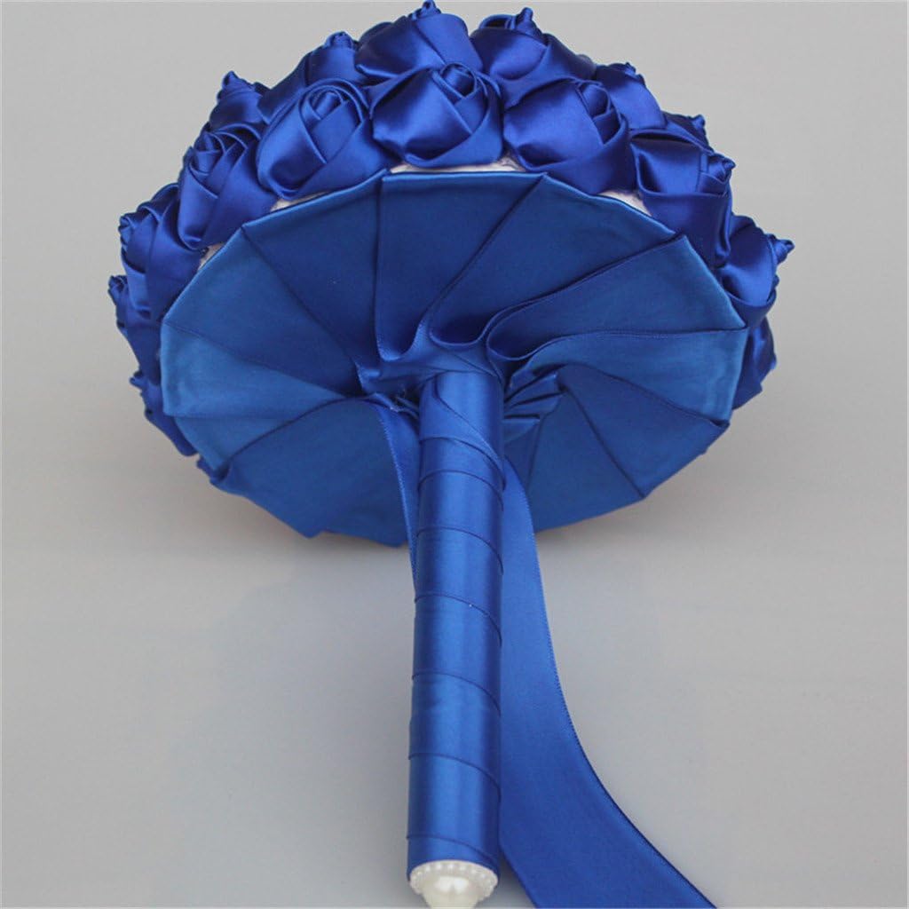 S_SSOY Wedding Bouquet Bride Bridal Simple Solid Color Bouquets Bridesmaid Holding Bouquet Artificial Flowers Valentine's Day Confession Party Church with Corsage, Blue