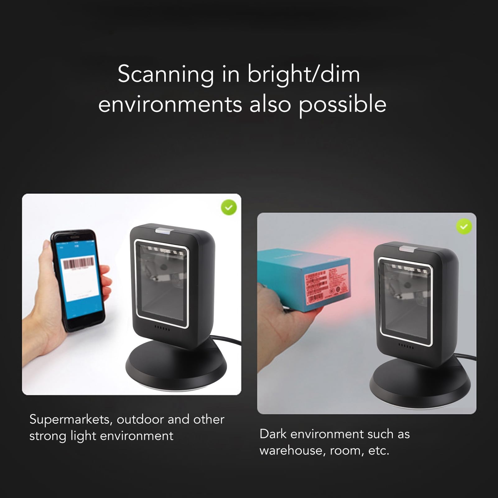 Scanner di Codici a Barre Senza Mani 2D, Lettore Desktop Cablato USB a Scansione Auto -rilevante per la Vendita Al Dettaglio con Tutte le compatibilità dei Sistemi