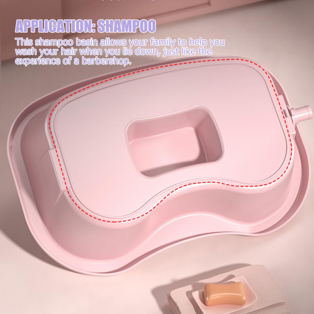 Yardenfun Ergonomisches Haarwaschbecken aus Kunststoff in Rosa zum Haarewaschen im Liegen für Schwangere und Kinder mit Praktischem Design und Einfacher Handhabung