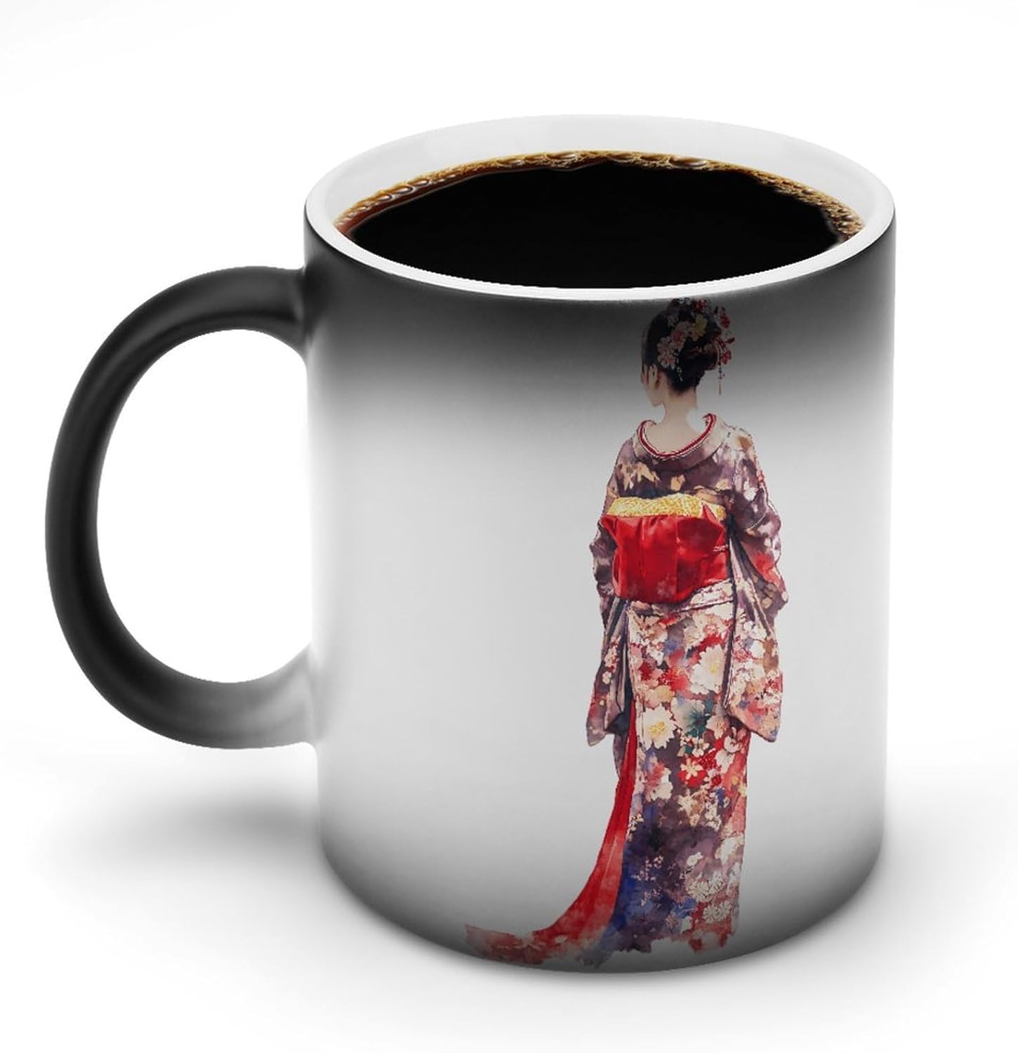 Japanese Geisha Women Color Changing Mug Heated Ceramic Cup Heat Sensitive Coffee Mug Fun Gift
