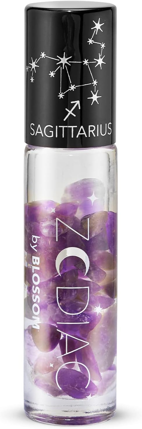 Lip Gloss Zodiac Sign Vanilla Scented Roll-On Lip Gloss, Moisturizing + Hydrating with Zodiac Crystals, Made in USA, 0.20oz, Sagittarius