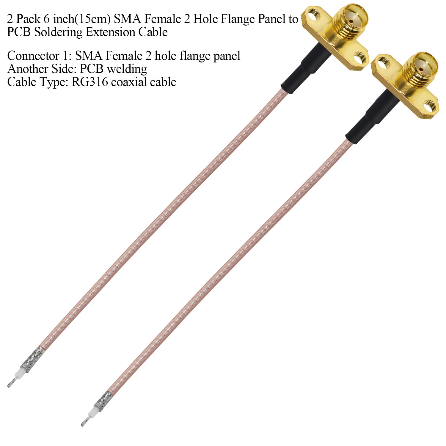 SMA Female To SMA Male Right Angle Coaxial Cable - RG316 1ft For Wireless Antennas