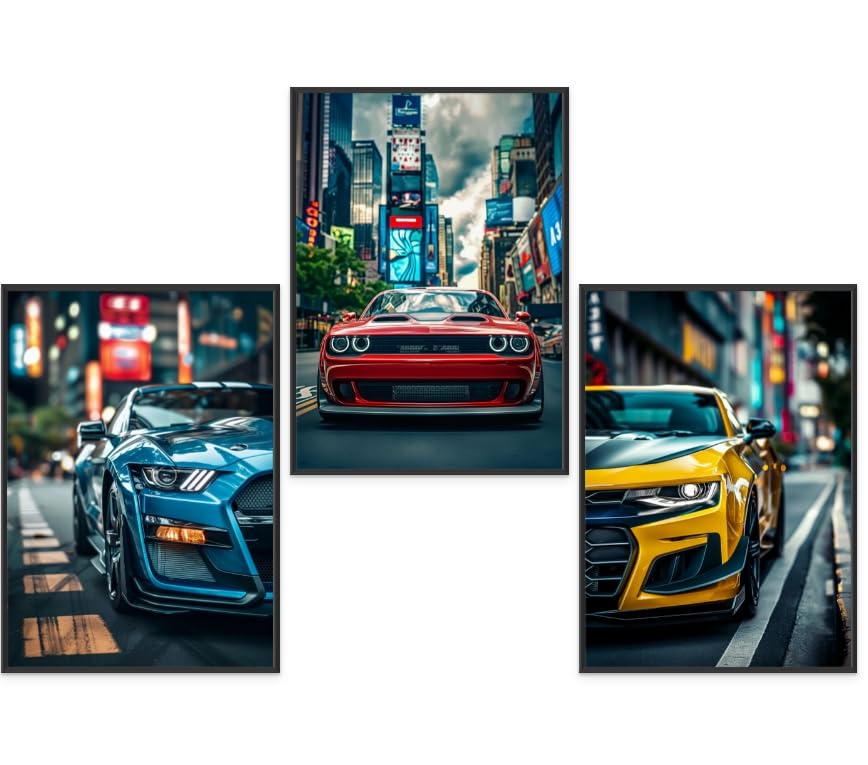 GrowArt - Lot de 3 posters de voitures de sport américaines au format A3 sans cadre | impression photo de haute qualité | décoration murale exceptionnelle...