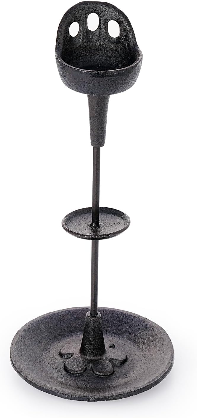 Sungmor Cast Iron Tall Candlesticks, 15" Vintage Decorative Floor/Table Candle Holder, Rustic Black Pillar or Taper Candle Stand, Home, Kitchen, Living Room Decor