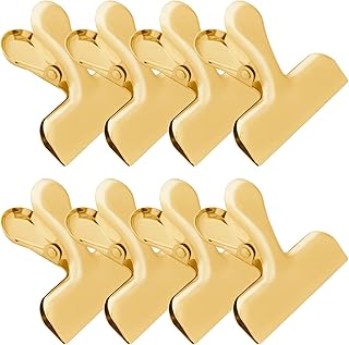 8 Pack 3 Inch Stainless Steel Gold Chip Clips Bag Clips Large Clips for Food Packages,Food Clip Kitchen Clips for Snack,Home&Office Clips for Paper,Strong Metal Chip Snack Clips Heavy Duty
