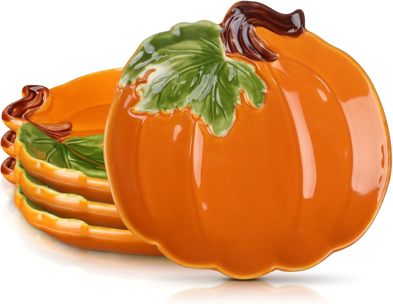 FillTouch 4 Pcs 5.91'' Ceramic Pumpkin Candy Dishes