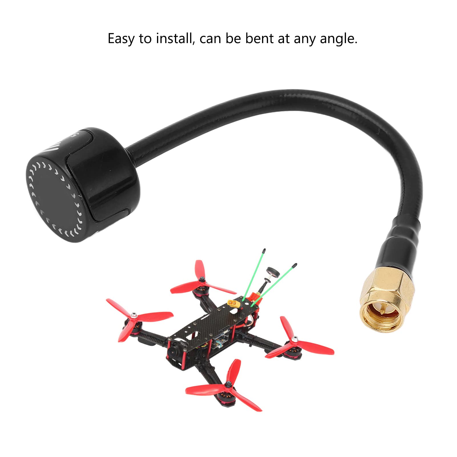 Antenna da 125 Mm 5,8 GHz 2,5 Dbi per Telecomando FPV Drone Antenna RHCP Resistente Agli Urti (Nero)