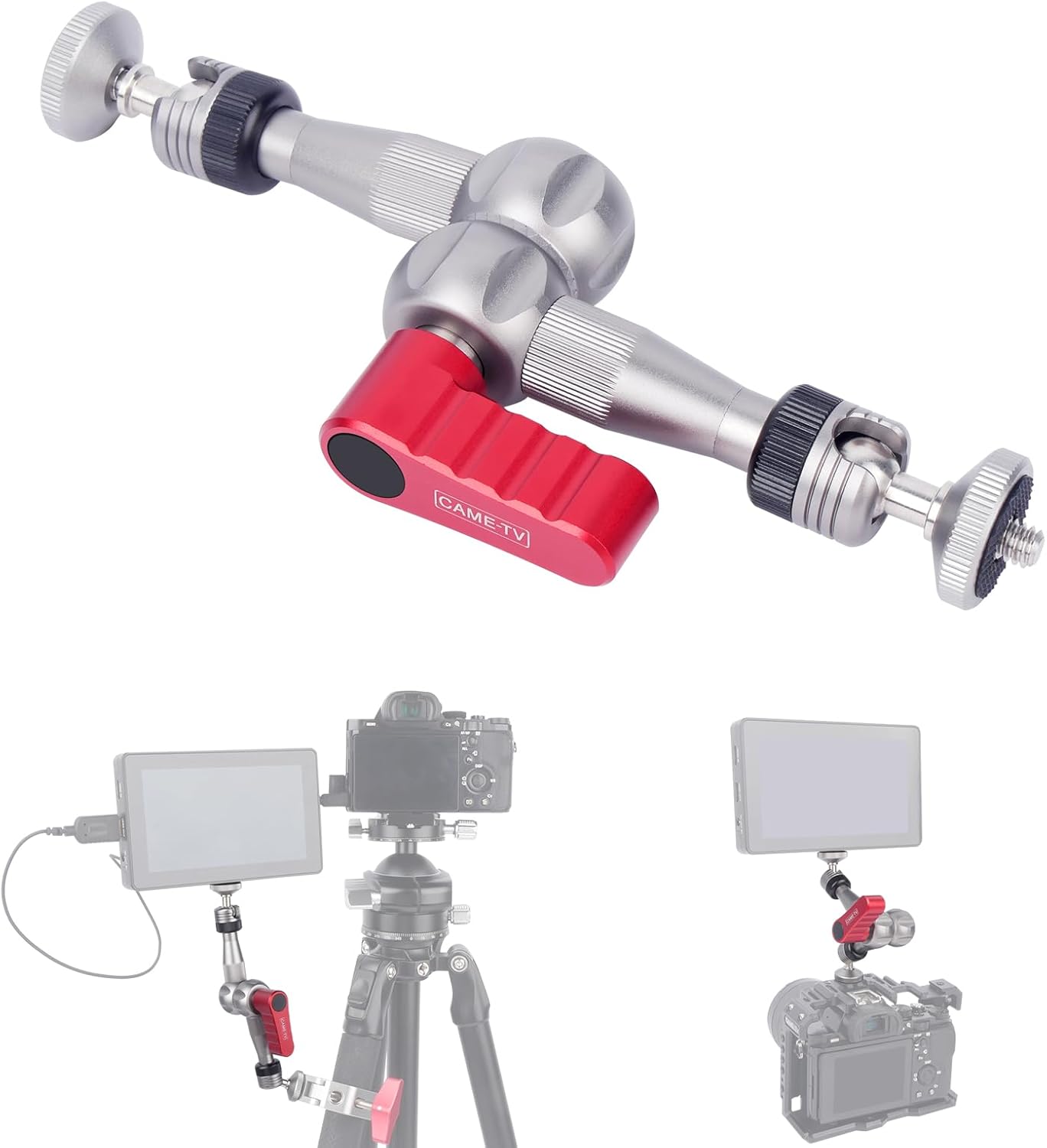 CameTV 7" Magic Arm Ball Head Mount Adjustable Camera Mount with 360° Rotation, 1/4" Screw for DSLR Cameras, GoPr0, LED Lights, Car Motorcycle Vlogging 61017