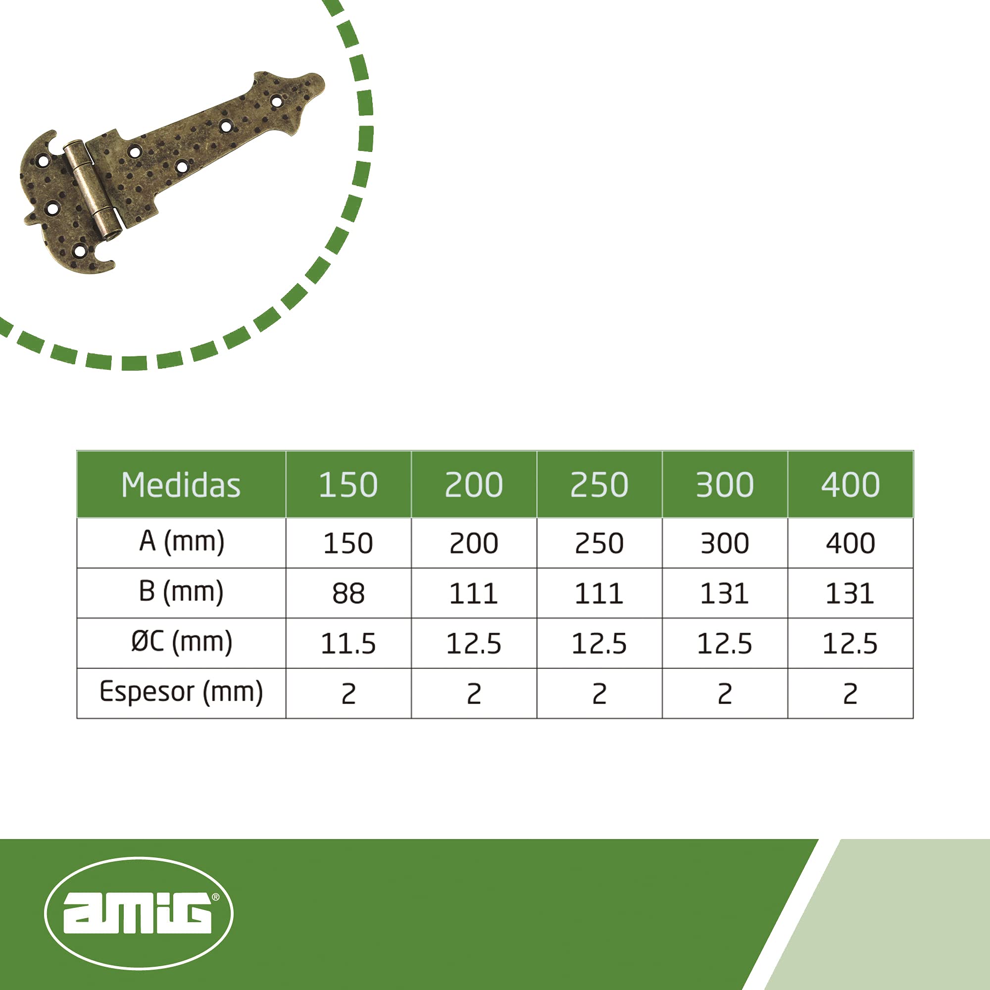 Cerniera Rinforzata AMIG Mod. 554 - Acciaio Forgiato Per Porte 150x88x2 Mm - Foto 4