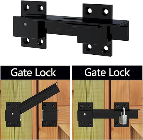 Miniatura 4 de Cerradura de puerta abatible con agujero para candado, cerradura de puerta ajustable de aleación de aluminio, cerradura de puerta de granero, cerca,