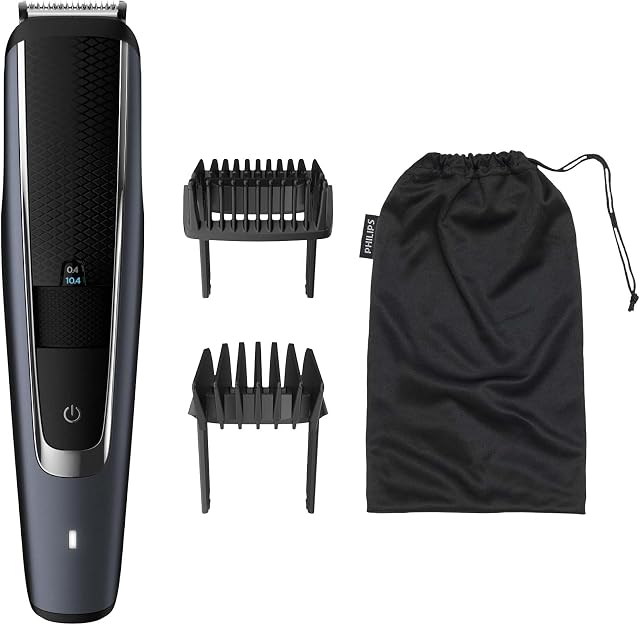 Philips Beard & Stubble Trimmer/Hair Clipper for Men, Series 5000, 40 Length Settings, Self-Sharpening Metal Blades, UK 3-Pin Plug - BT5502/13