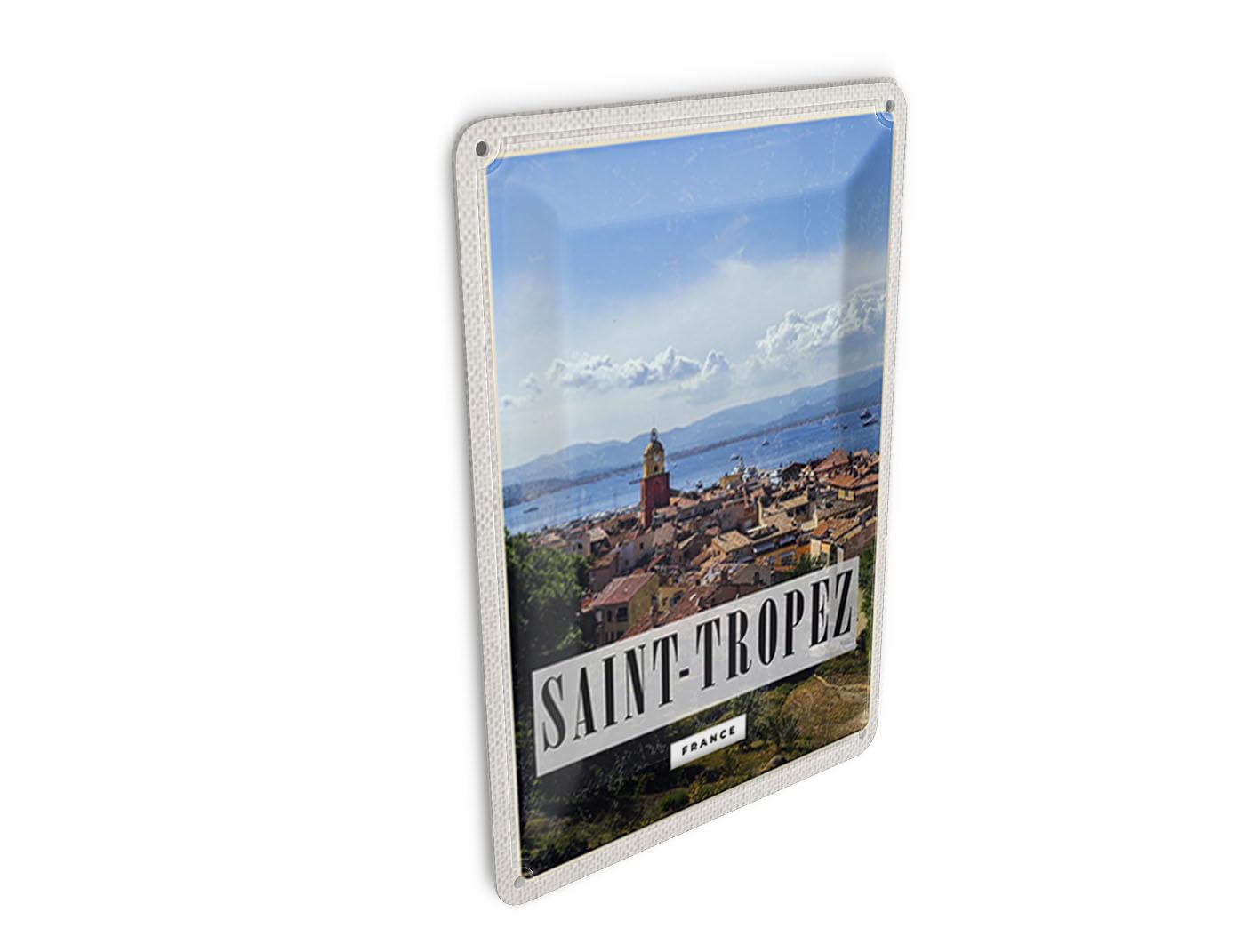 Femer Tin Postcard Travel 10 x 14 cm Saint-Tropez France Panorama Poster Sign