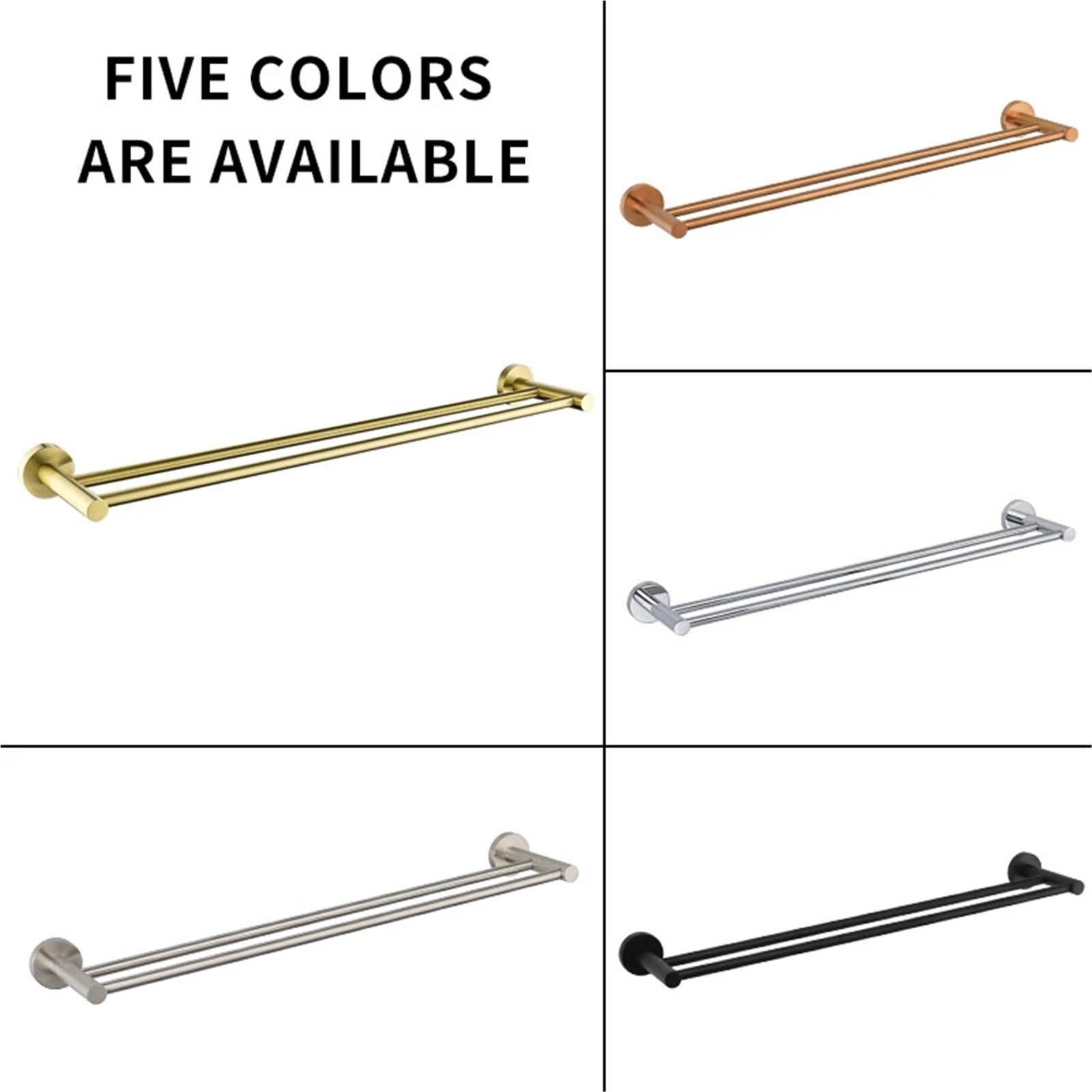 Toallero Doble, Accesorios de baño, Montaje en Pared, Colgador Ducha, toalleros Mate para Bricolaje Herramientas(Gold)