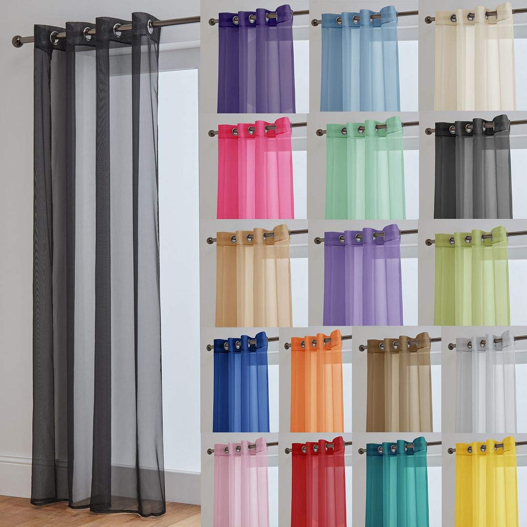 John Aird Lucy Voile Curtain - Eyelet - 1x Curtain Panel (Dark Grey, 58" Wide x 48" Drop) โ image 1