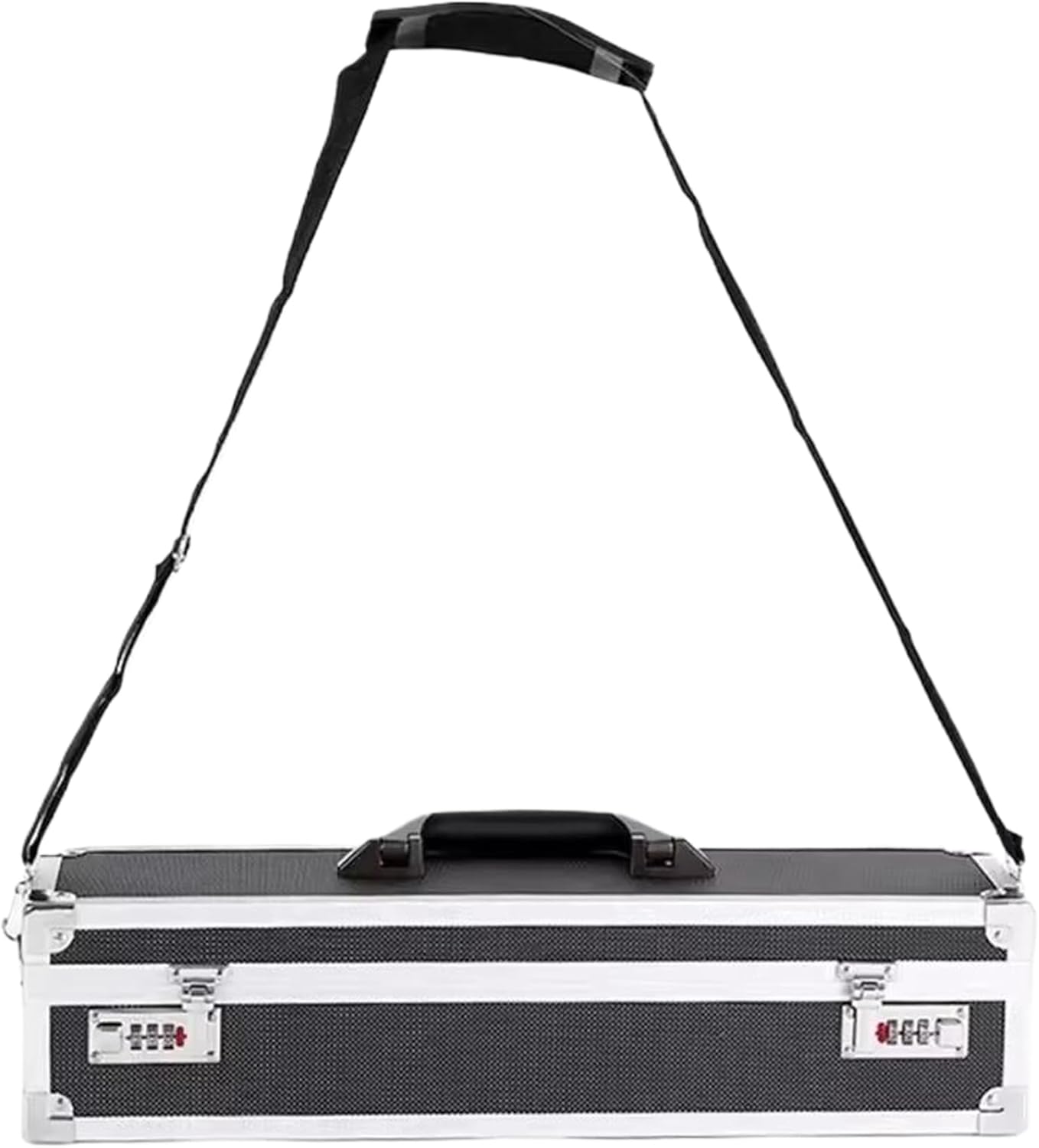 19.7" Aluminum Knife Storage Case, 19.7x4.7x4.7 inch Dual Lock Portable Knife Collection Case, Secure Chef Holder with Handle & Strap for Kitchen & Travel