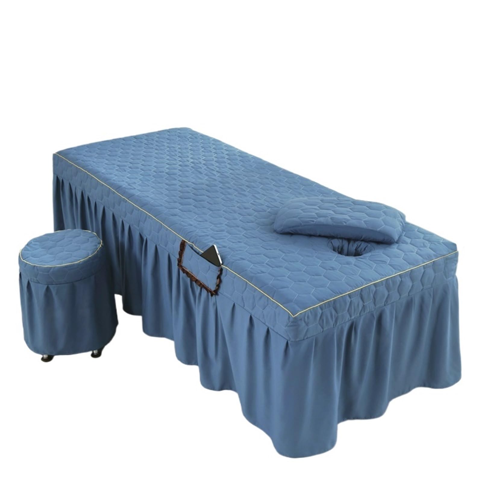 Massage Bed Sheet Beauty Salon Massage Table Bedspread Bed Cover with Face Hole Square Skirt Spa Treatment Sheet(Color 7,70x185cm)