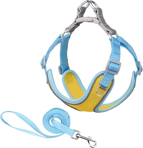 Miniatura 7 de MAKASI Juego de arnés para perro sin tirones con correa, arnés reflectante para mascotas con malla transpirable de fácil control clip frontal para