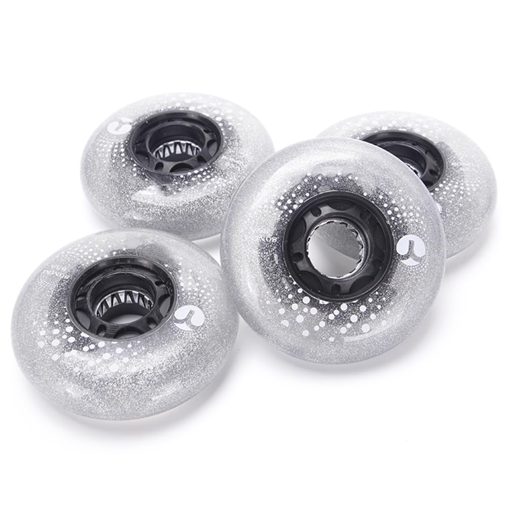 Lot de 8 Roues Lumineuses pour Rollers en Ligne, 68 mm, 72 mm, 76 mm, 80 mm, 85 A, avec LED Clignotantes