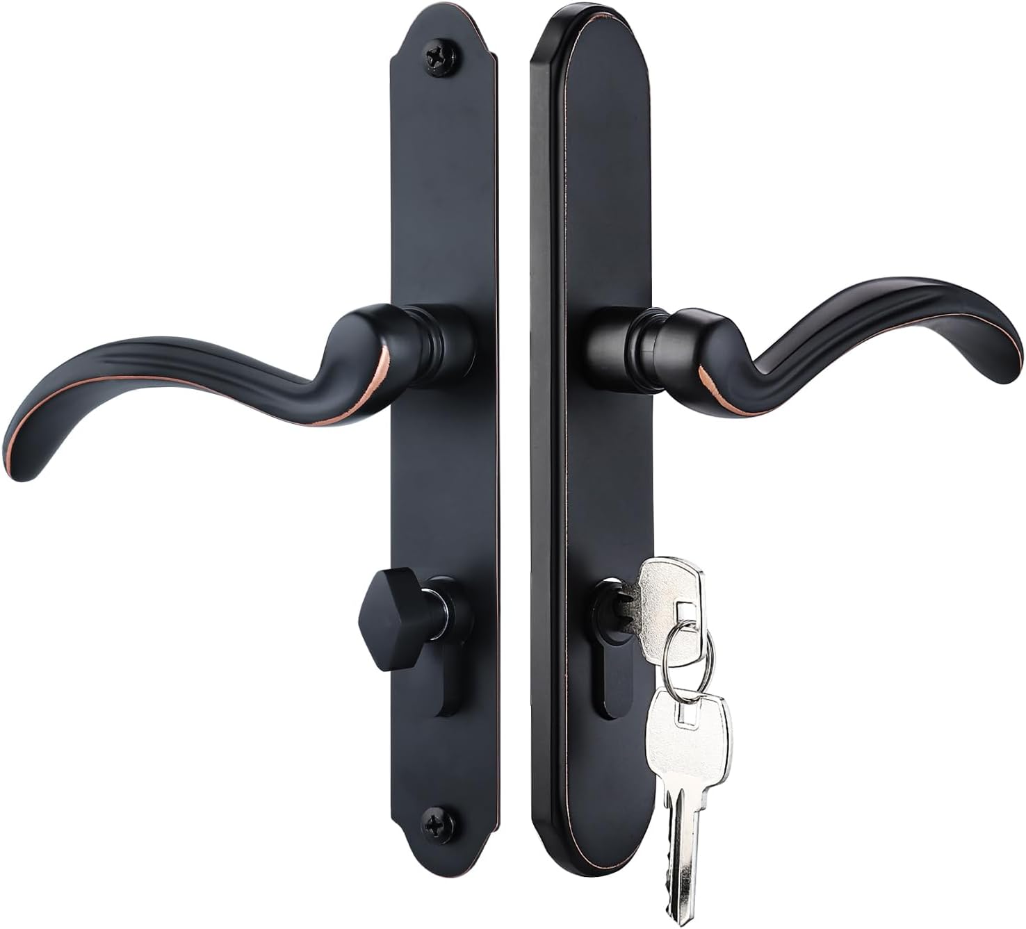 Storm Door Handle Accessory Set fit Pella Storm Door Handle Replacement Part, with Key and Lock Cylinder, Mortise Lock Not Included (Oil-Rubbed Bronze)