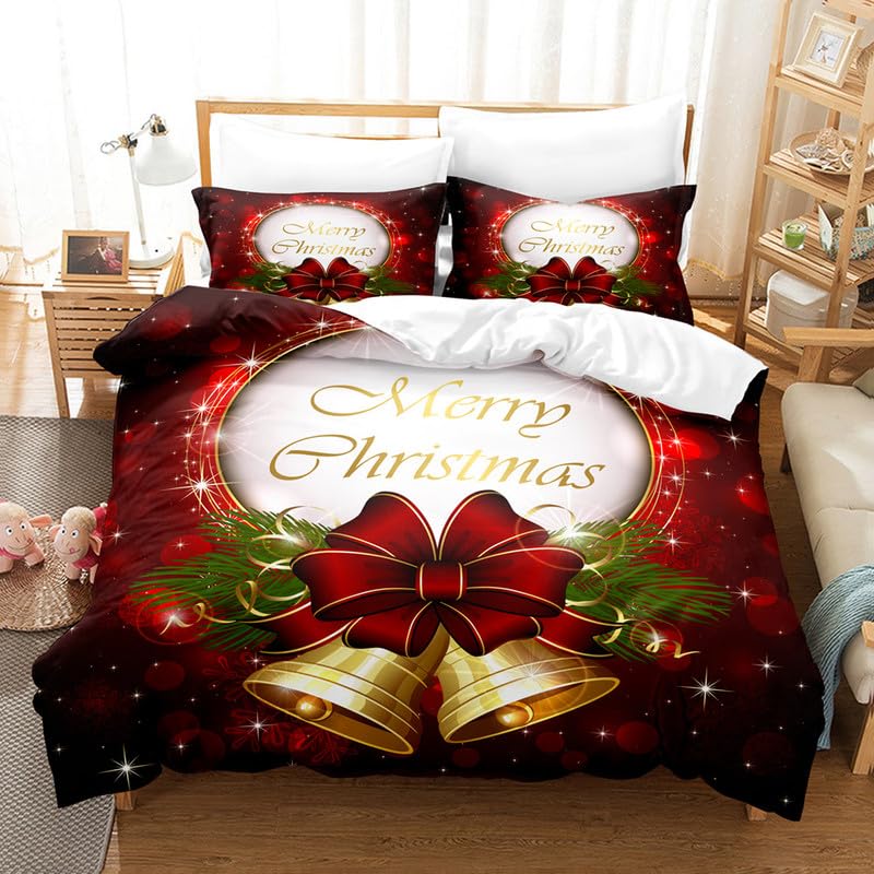 Housse de couette 90x190 cloches de Noël pour une chambre magique en hiver