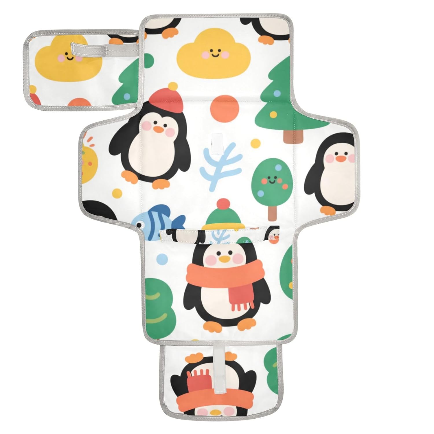 Cute Cartoon Black Penguin Reusable Baby Pee Pads with Tissue Pocket Portable Diaper Changing pad Lightweight & Foldable Changing Station cambiadores de pa?ales para Bebes