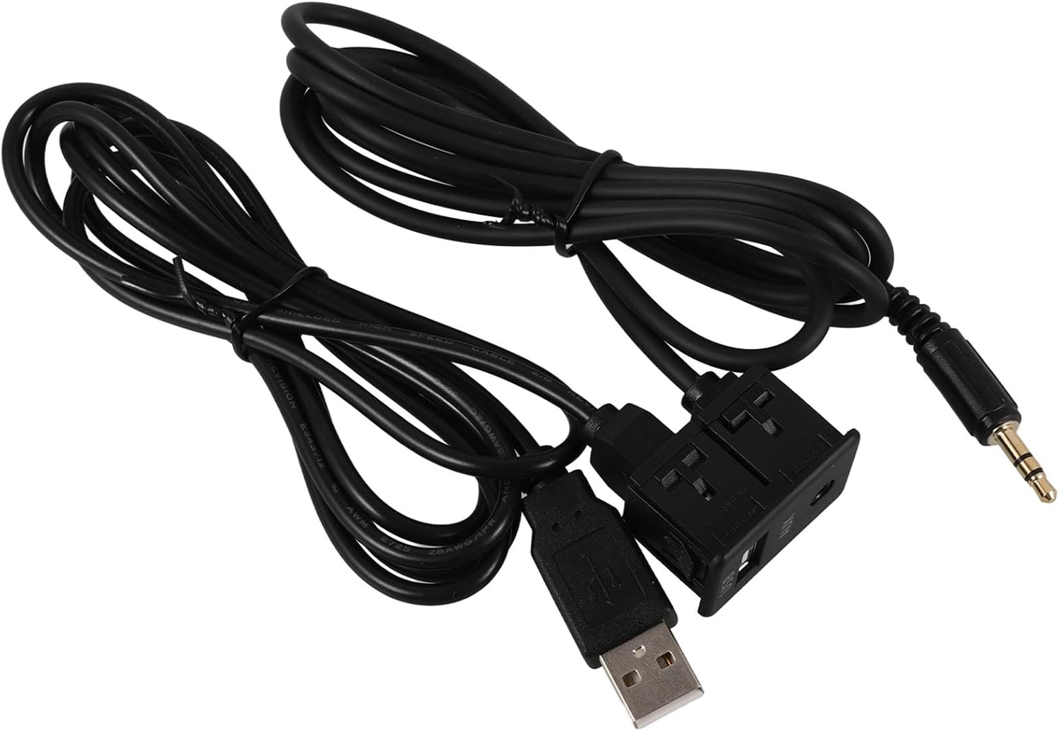 YARNOW USB Extension Cable Black Flush Mount Adapter for Car Stereo Devices