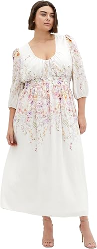 City Chic Women's Plus Size Dress-Keyla Print Maxi, Flirty BDR, 18