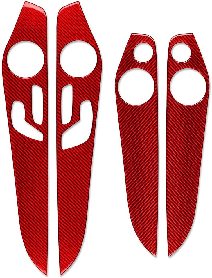 Cnoula11 Interior Door Panel Cover Trim Interior Decoration Car Side Door Frame Red Decorative Cover Trim Carbon Fiber E for Benz C Class W205 2014-2021 GLC Class X253 2016-2021