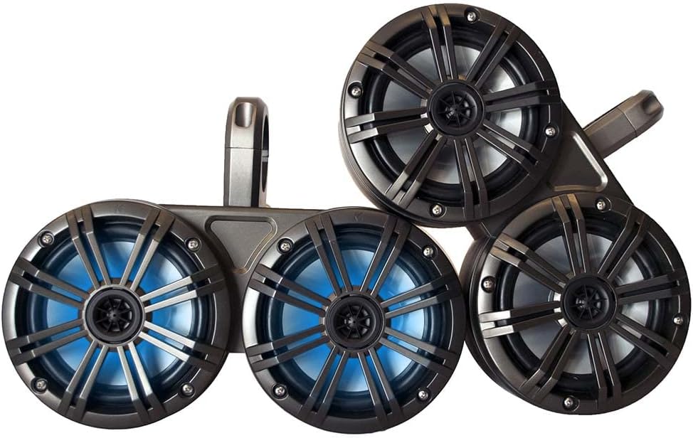 KICKER Black Dual Wake Tower System Charcoal 6.5" Marine RGB LED Speakers