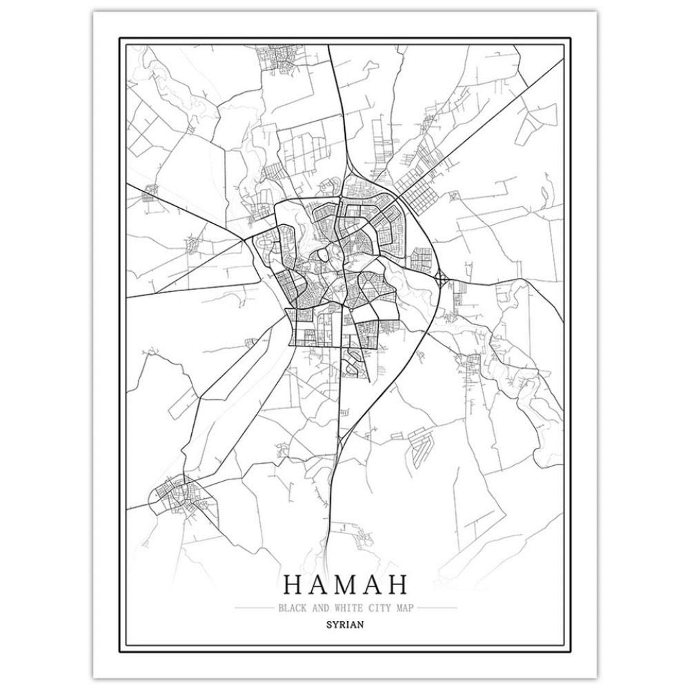 Carte de Hamah sur toile grand format pour sublimer un grand mur vide sans surcharger l'espace