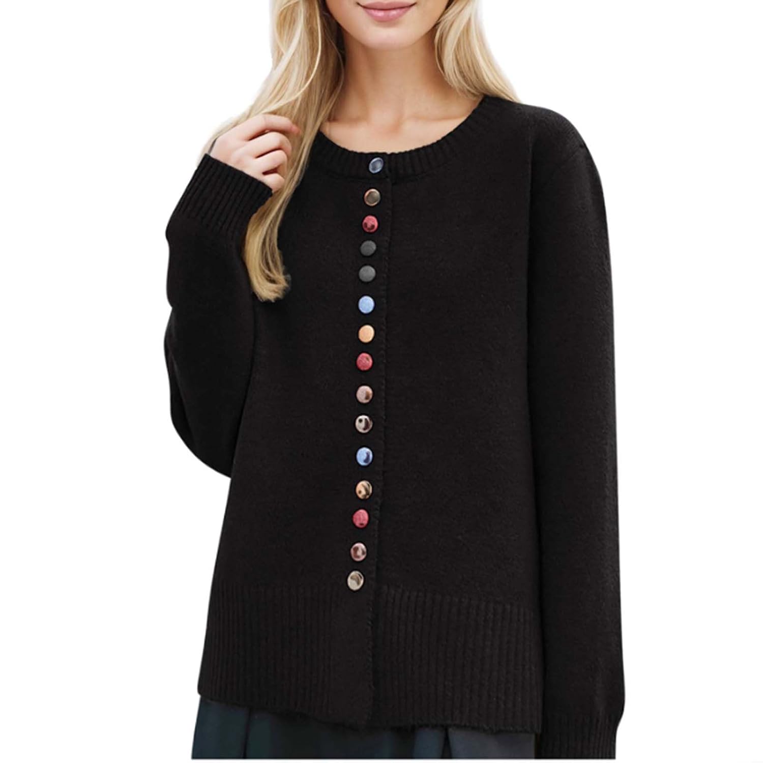 Womens Open Front Long Sleeve Cardigan Sweaters Business Casual Button Down Outerwear Coats Fall Fashion Clothes